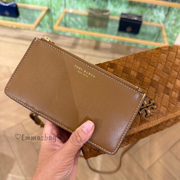 New‼️Tory Burch Thea Woven Flat Wallet Crossbody 175918 $595 - Picture 7 of 11